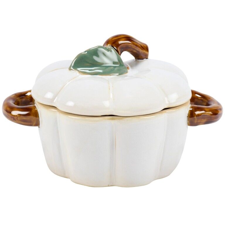 Primitives By Kathy White Pumpkin Treat Jar, 8-In x 5-In x 6-In