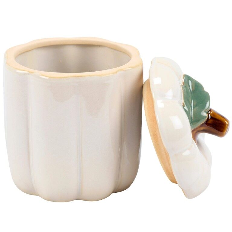 Primitives By Kathy Tall White Pumpkin Treat Jar, 4-In x 5 1/4-In