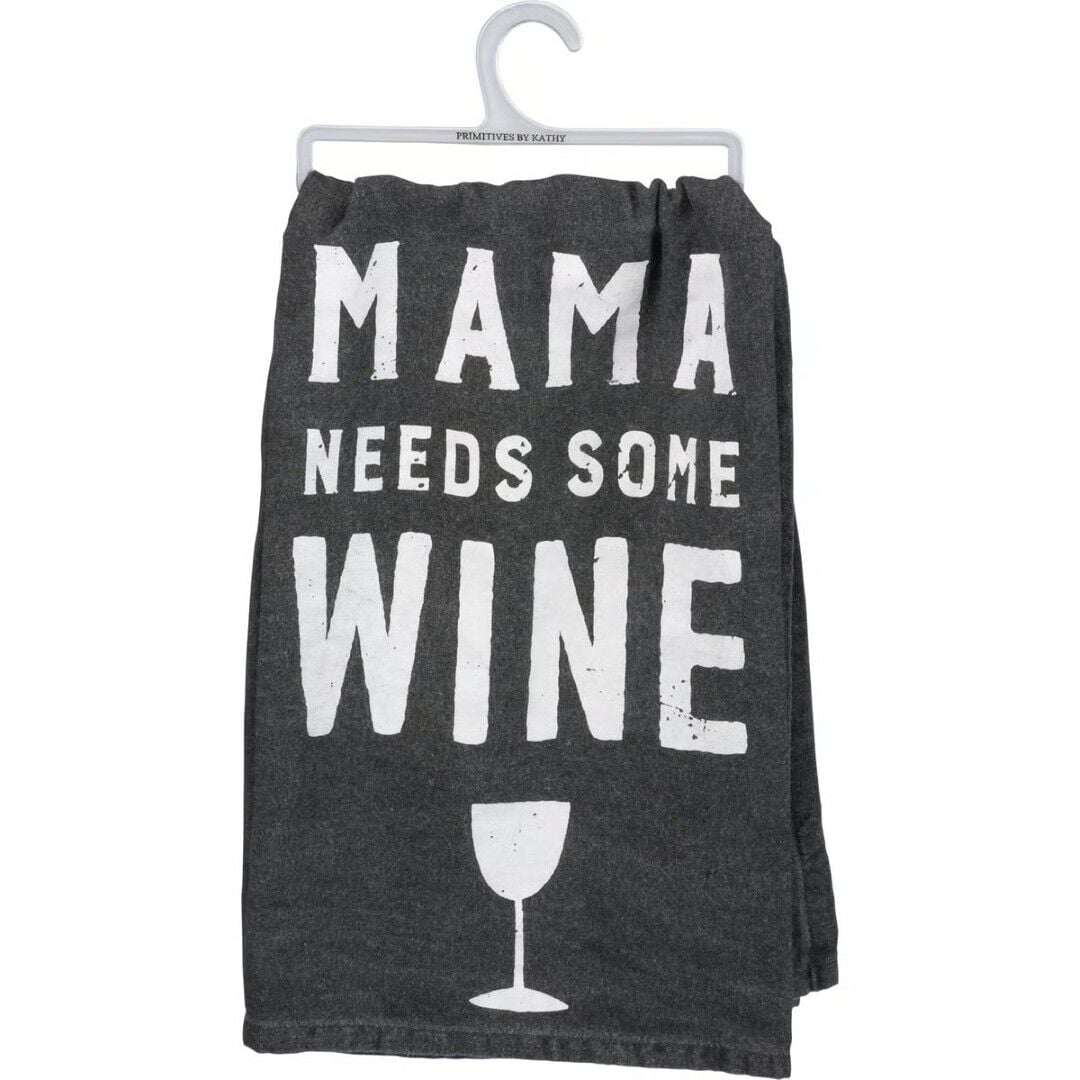 Primitives By Kathy Mama Needs Some Wine Rustic Kitchen Towel, 28 in. x 28 in.