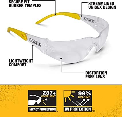 DeWALT Lightweight Protective Safety Glasses with Wraparound Frame