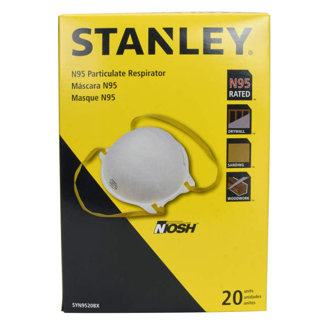 Stanley N95 Particulate Respirator, 20-Pk Box