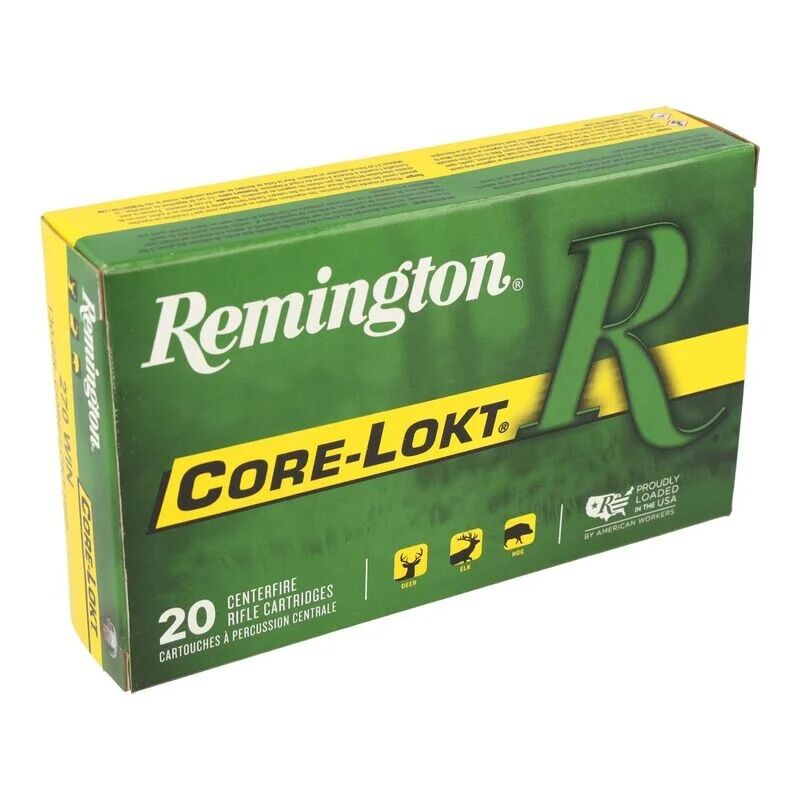 Remington Core-Lokt .270 Win, 130 Grain Pointed Soft Point Rifle Ammo, 20-Rd