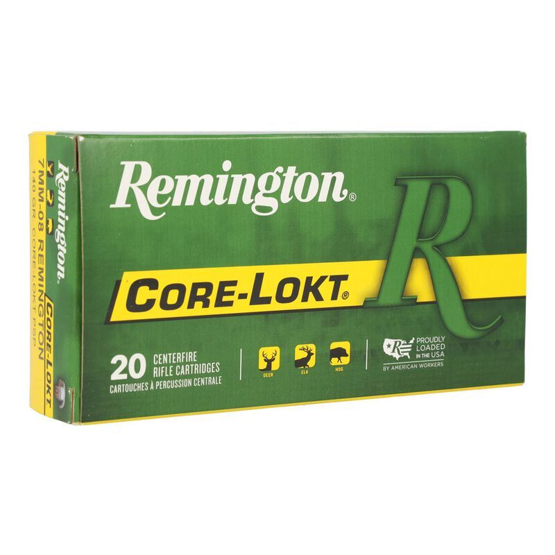 Remington Core-Lokt 7mm-08 Rem, 140 Grain Pointed Soft Point Rifle Ammo, 20-Rd