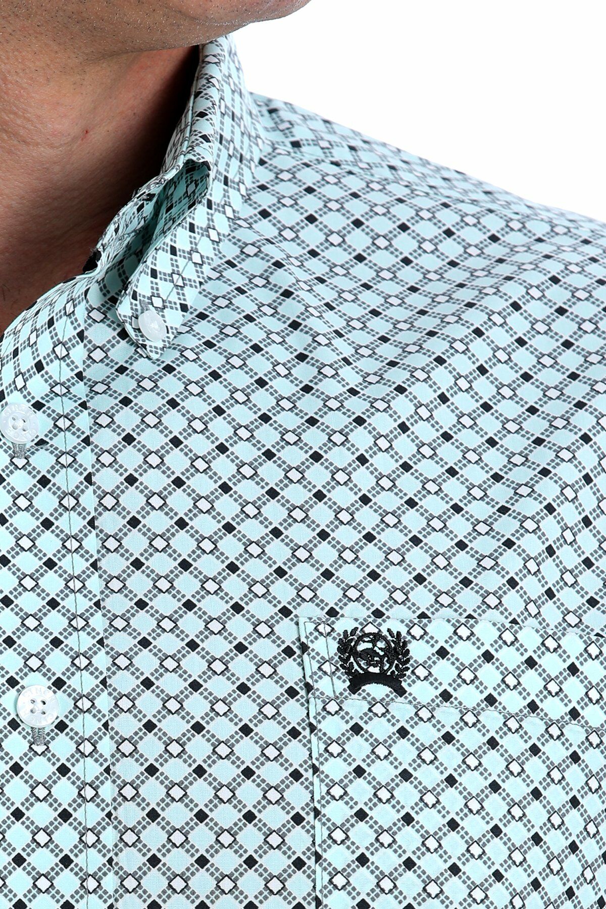 Cinch Men's Short Sleeve Diamond Print Button-Down Western Shirt