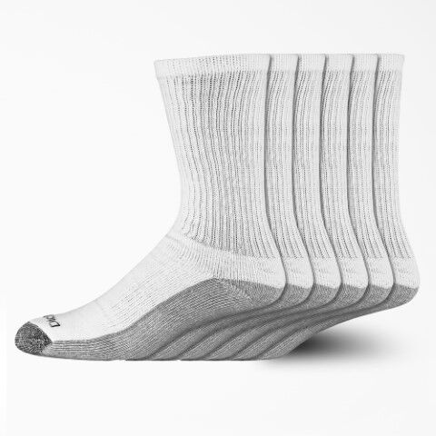 Dickies Men's Moisture Control Crew Work Socks 6-Pk in White