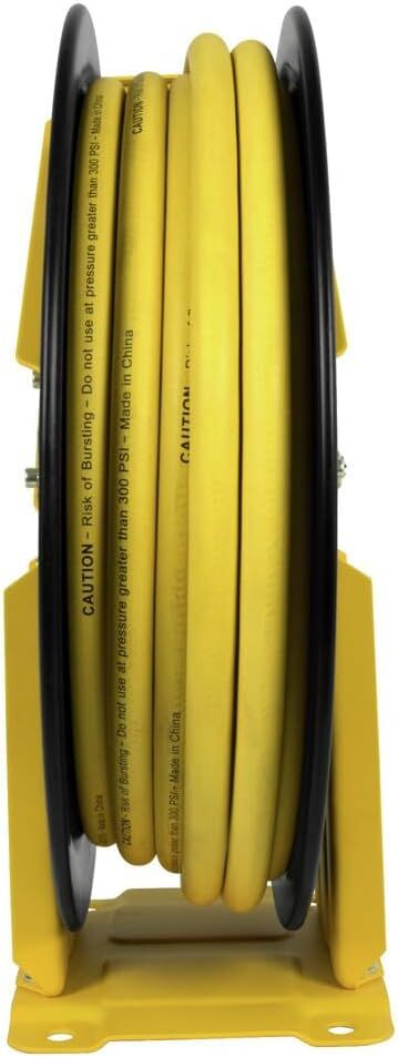 DEWALT Double Arm Hose Reel With Premium Rubber Hose, 3/8-In x 50-Ft