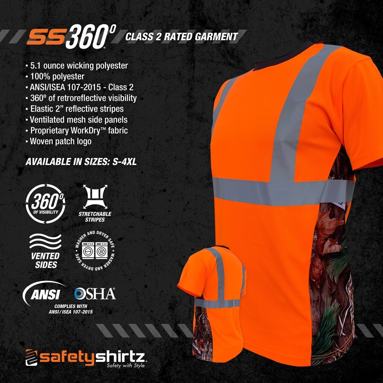 SafetyShirtz Men's SS360º ANSI Class 2 Safety Shirt With Vented Sides