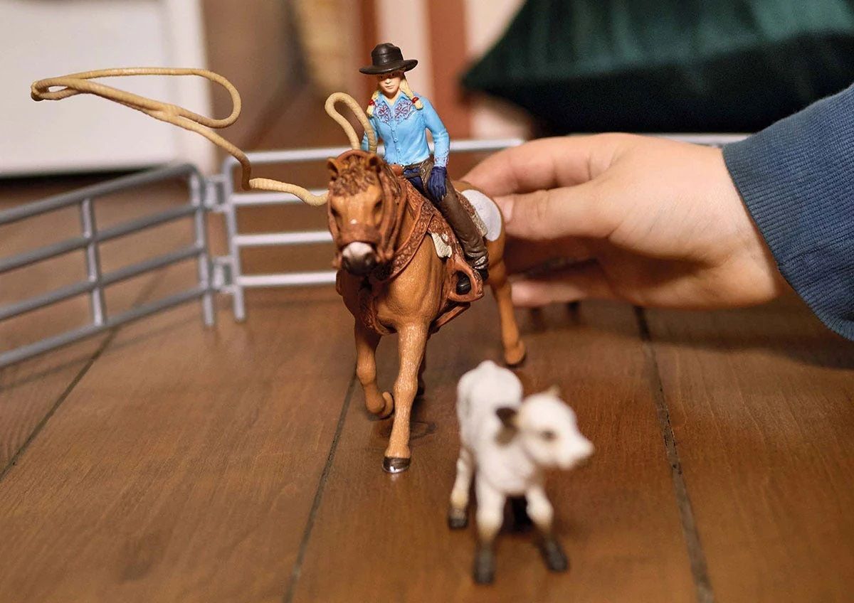Schleich Cowgirl Team Roping Fun Toy Set