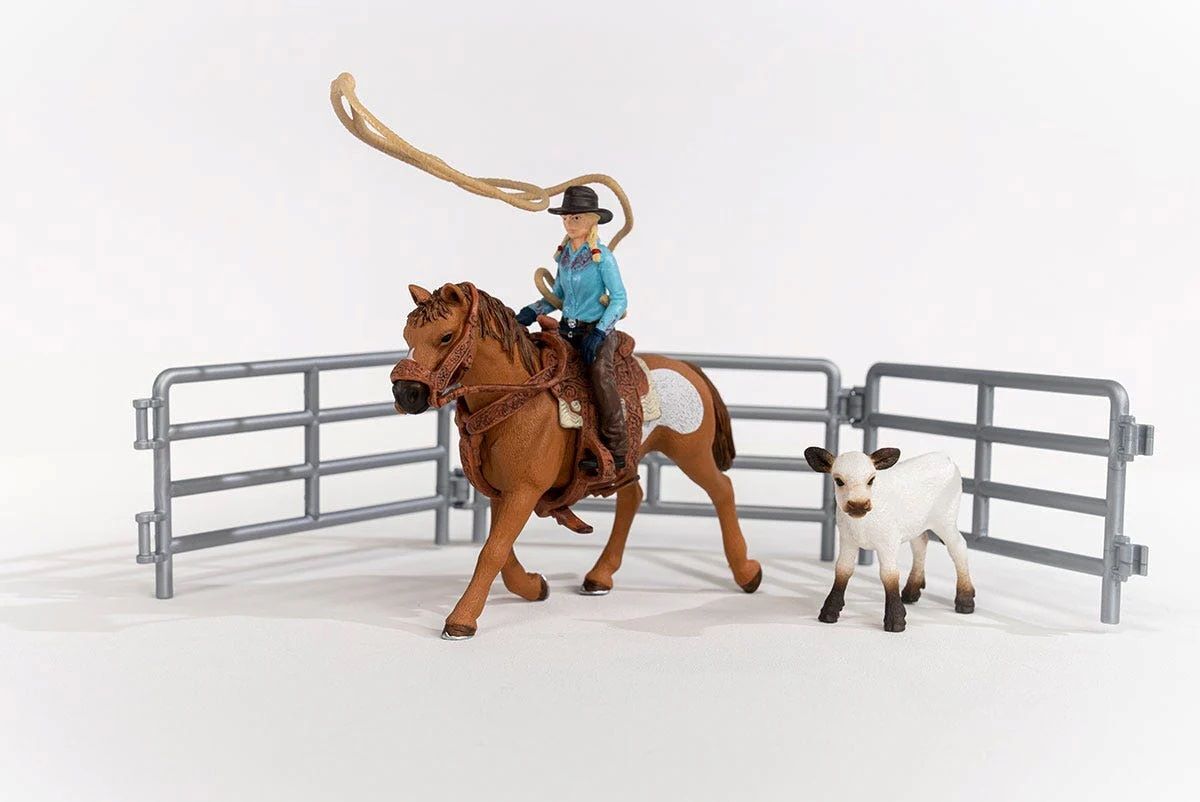 Schleich Cowgirl Team Roping Fun Toy Set