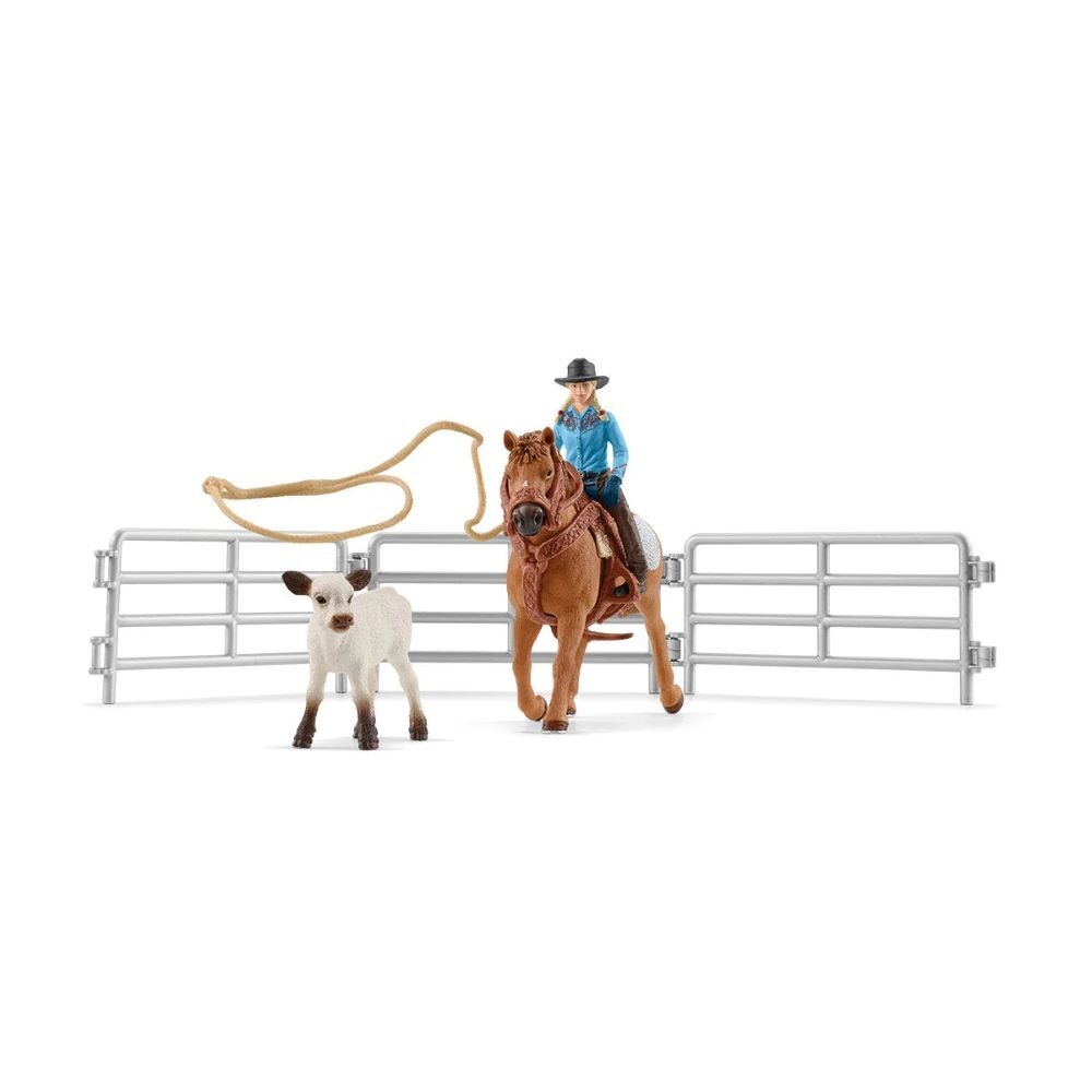Schleich Cowgirl Team Roping Fun Toy Set