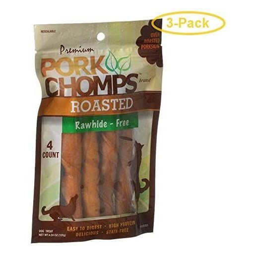 Scott Pet Premium Pork Chomps Roasted Porkhide Twists 4 Pack - Pack Of 3