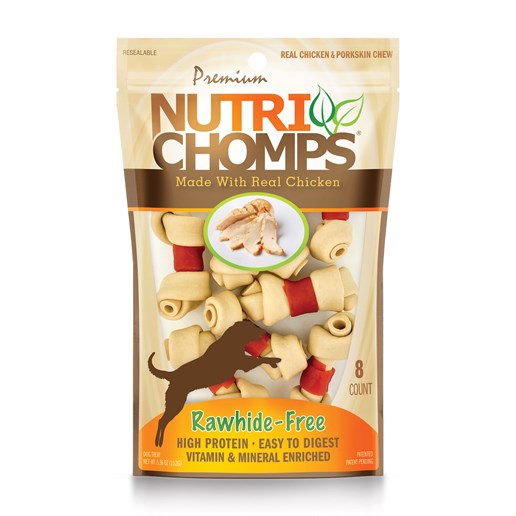 NutriChomps Dog Chews, 2.5-In Knotted Bones, Wrapped with Real Chicken, 8-Ct