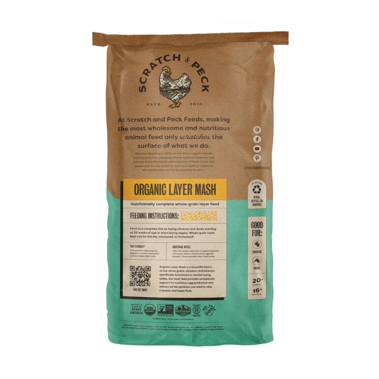 Scratch & Peck Feeds Organic Layer Mash 16%, 40-Lb