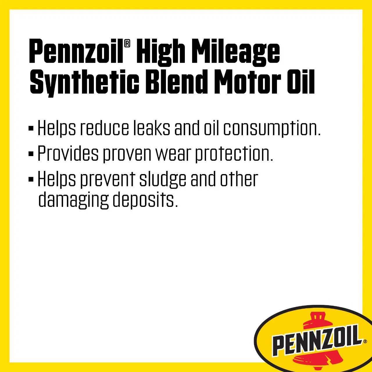 Pennzoil High Mileage 10W-40 Oil, 1-Qt