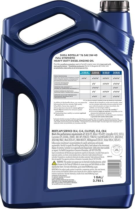 Shell Rotella T6 Full Synthetic 5W-40 Diesel Engine Oil, 1-Gal