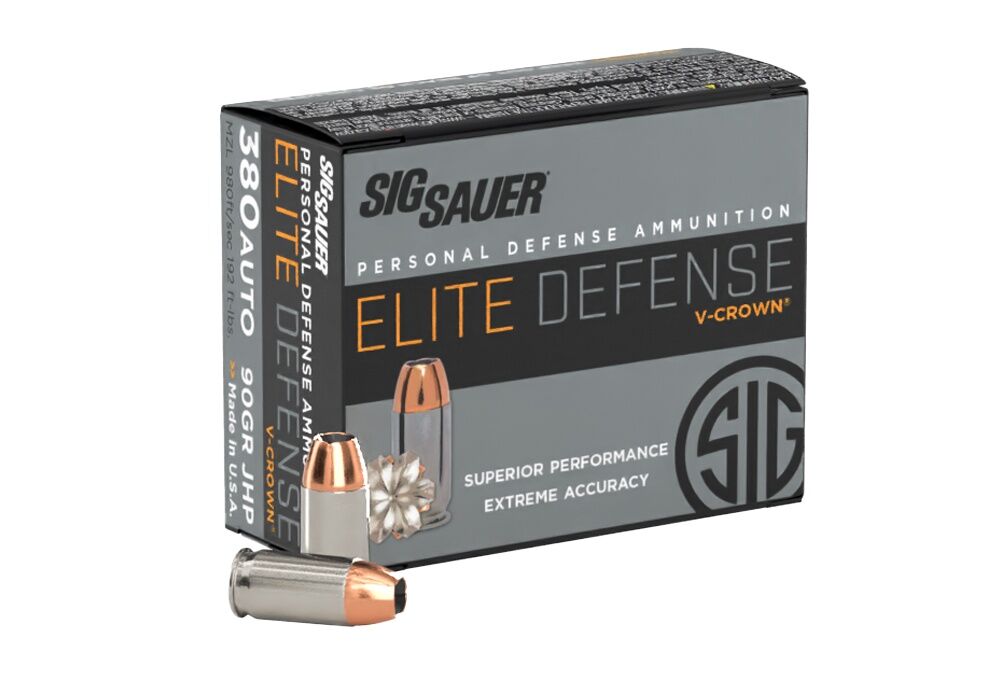 Sig Sauer Elite Defense V-Crown .380 Auto, 90 Grain Jacketed Hollow Point Pistol Ammo, 20-Rd