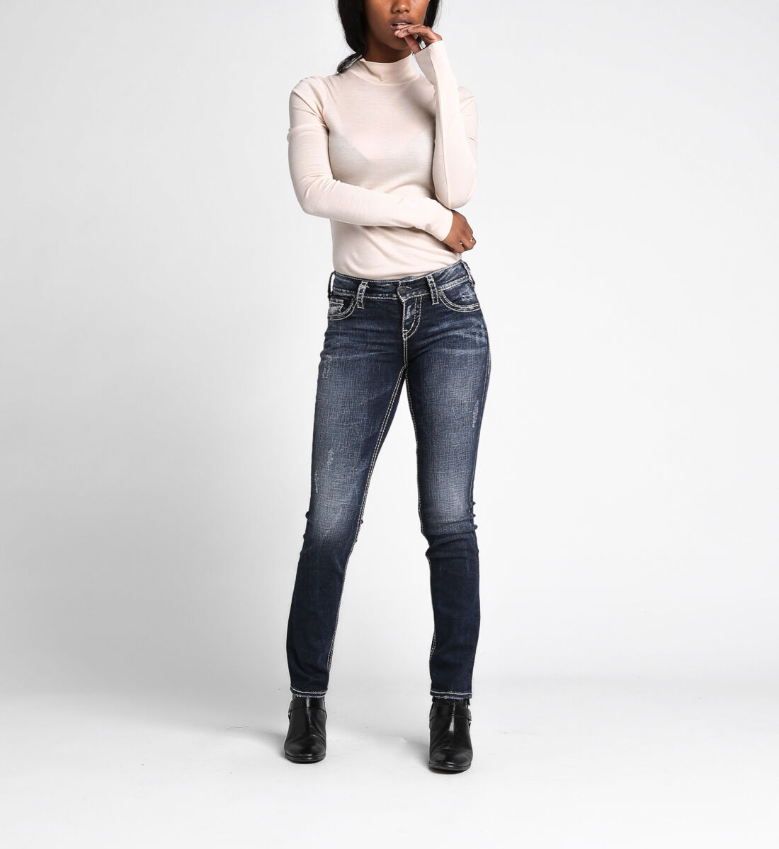 Silver Jeans Co. Women's Suki Mid Rise Straight Leg Jeans