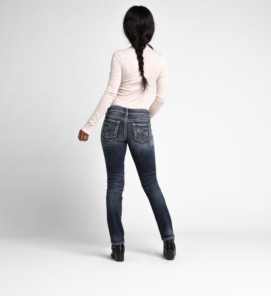 Silver Jeans Co. Women's Suki Mid Rise Straight Leg Jeans