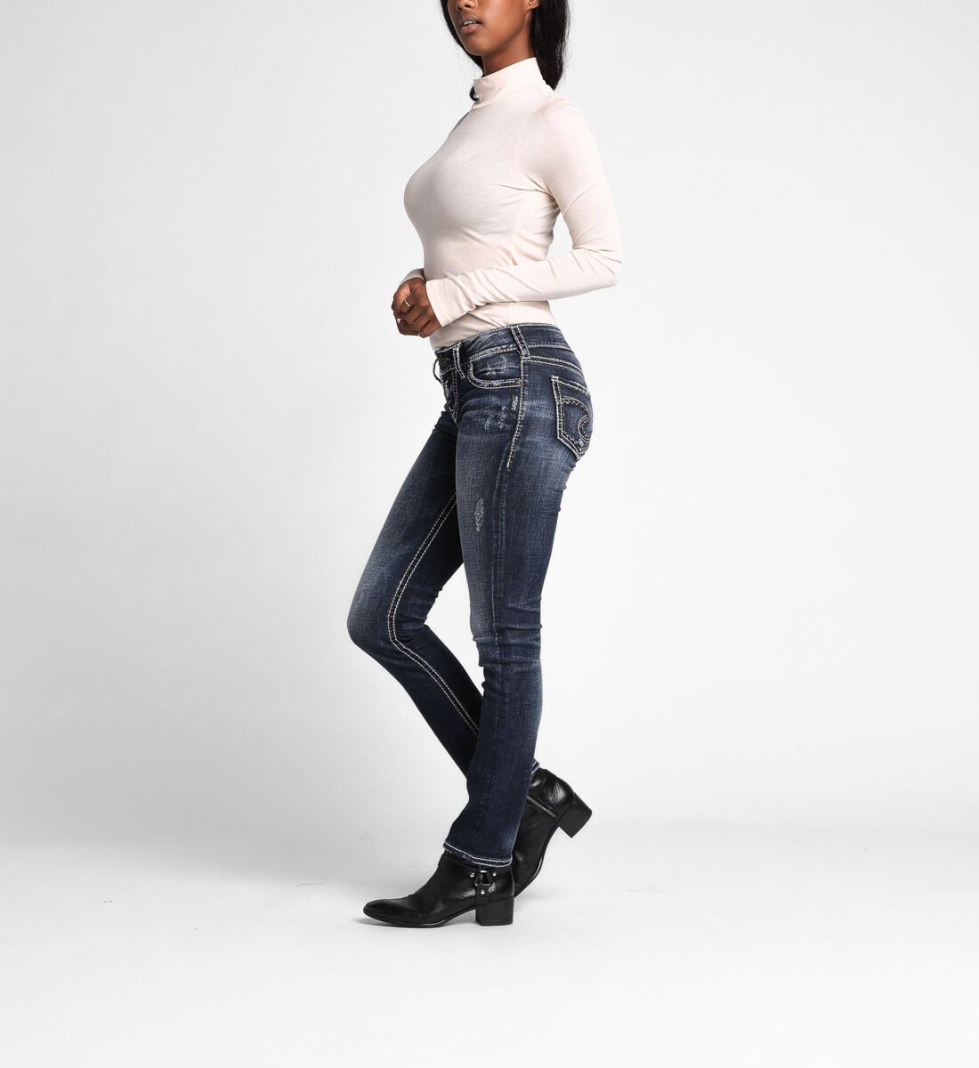 Silver Jeans Co. Women's Suki Mid Rise Straight Leg Jeans