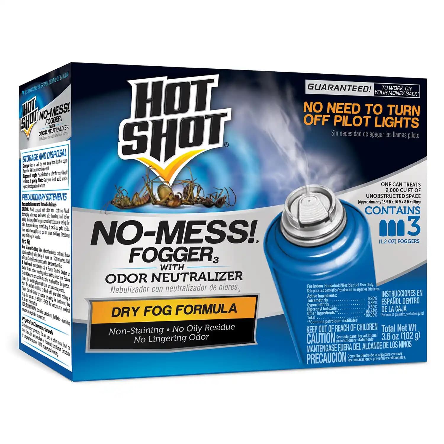 Hot Shot No-Mess! Insect Fogger With Odor Neutralizer, 3-Pk