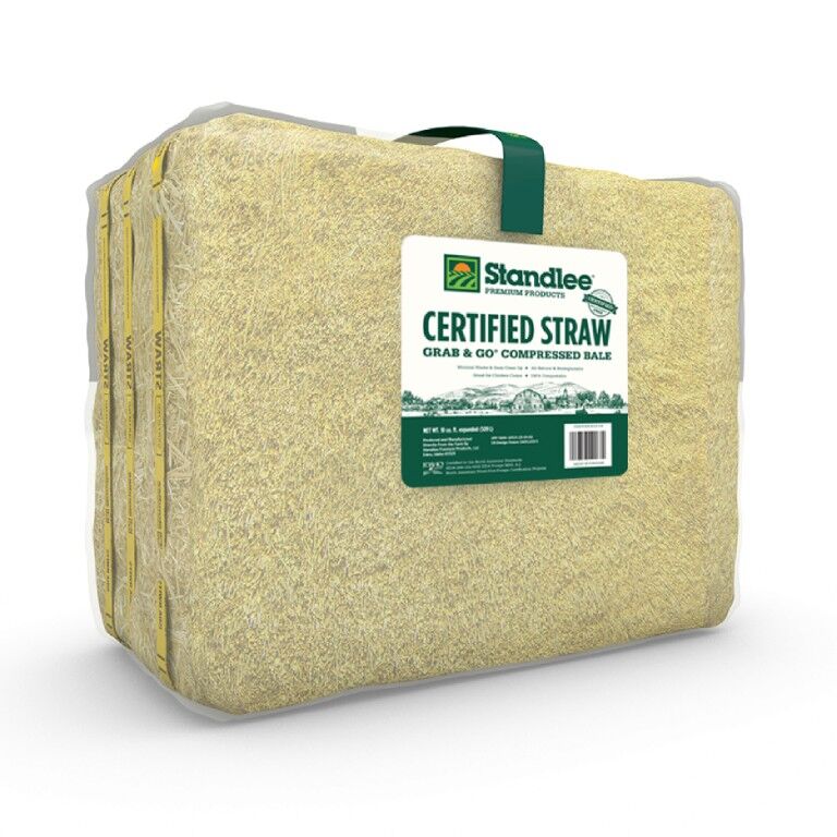 Standlee Premium Products Certified Straw Grab & Go Compressed Bale Animal Bedding, 3.6-Cu Ft