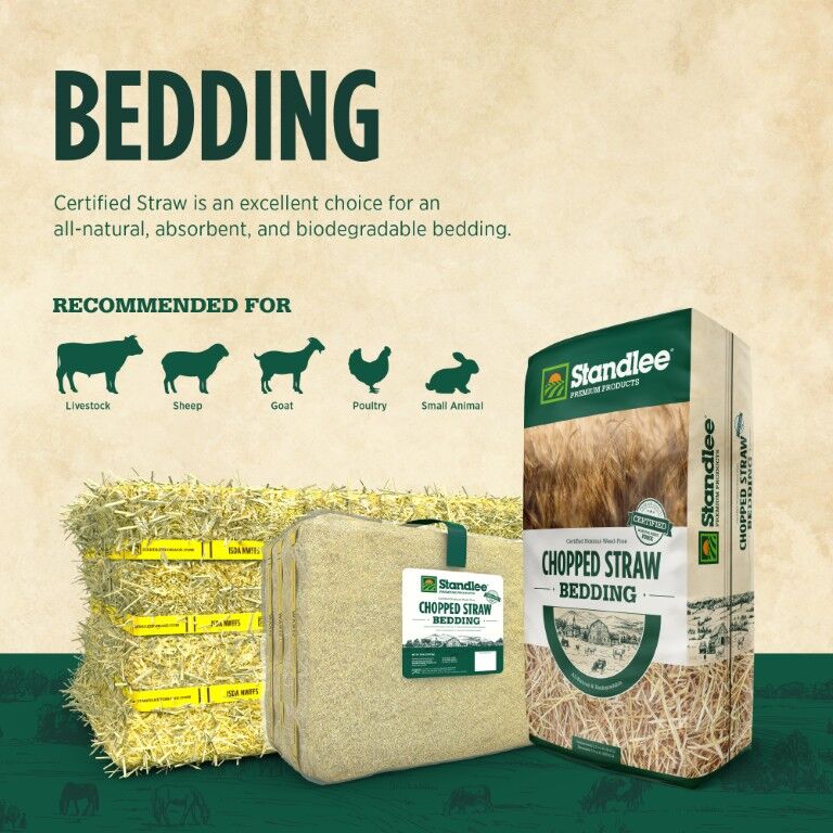 Standlee Premium Products Certified Straw Grab & Go Compressed Bale Animal Bedding, 3.6-Cu Ft
