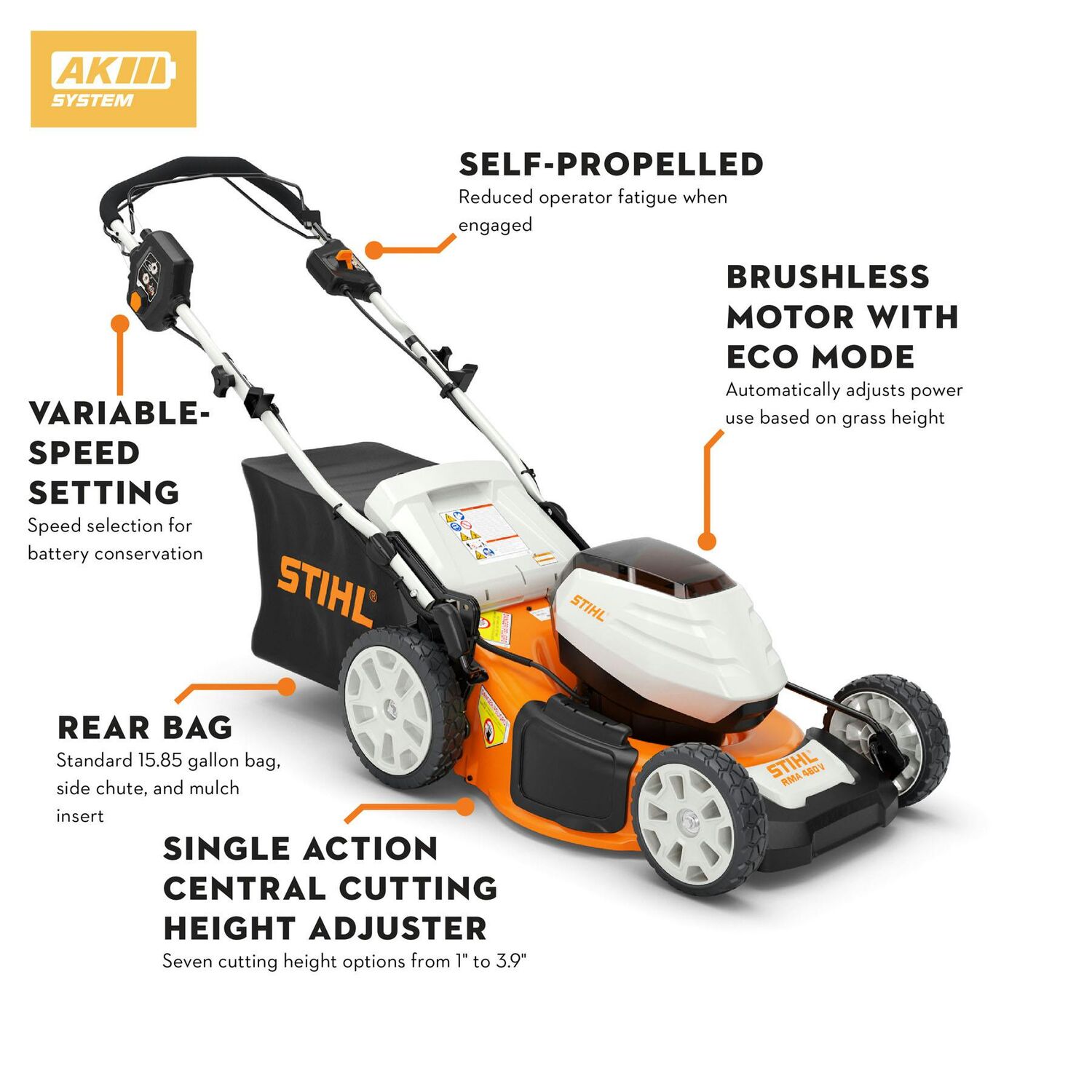 STIHL RMA 460 V 19-In Battery Powered Walk Behind Lawn Mower (Tool Only)