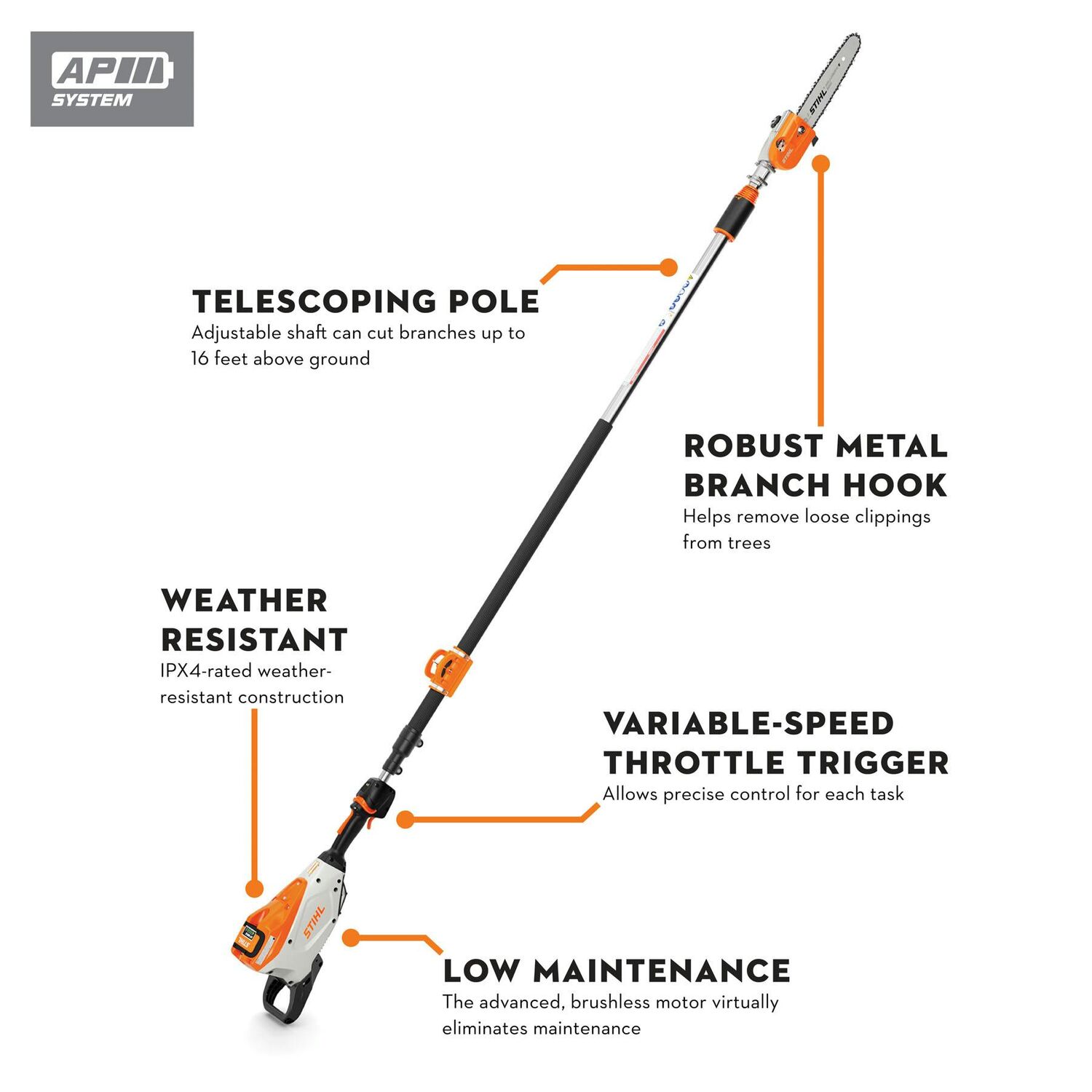 STIHL HTA 135 10 in. Battery Powered Pole Pruner (Tool Only)