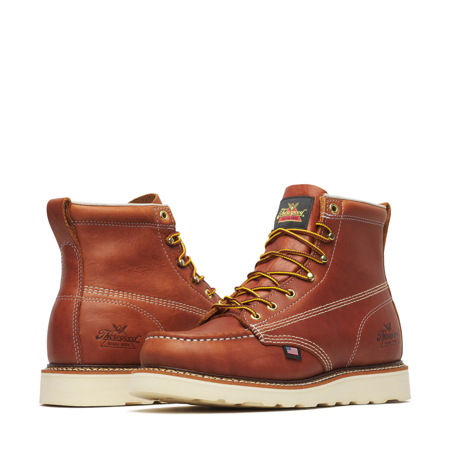 Thorogood Men's American Heritage 6-In Moc Toe MAXWear Wedge Boots in Tobacco
