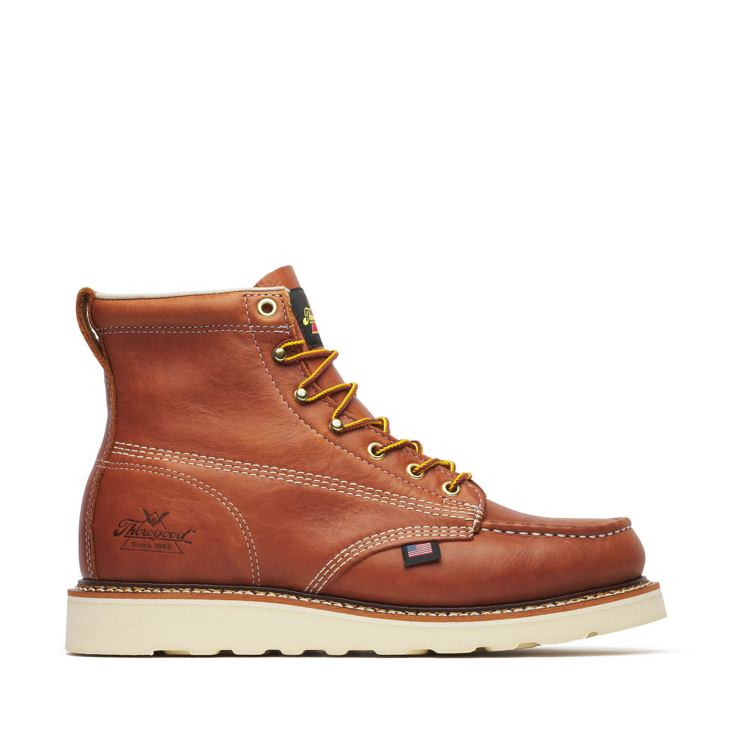 Thorogood Men's American Heritage 6-In Moc Toe MAXWear Wedge Boots in Tobacco