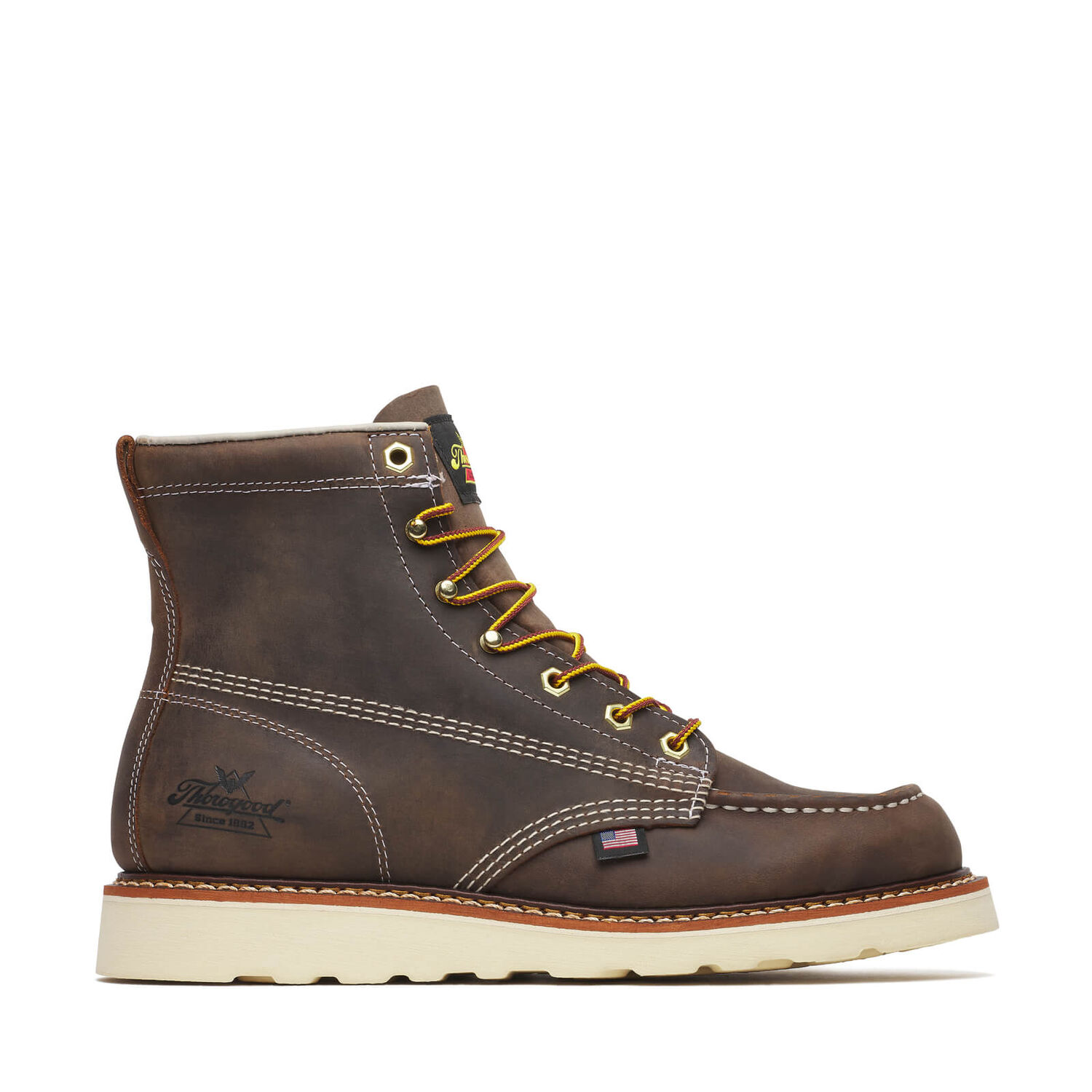 Thorogood Men's American Heritage 6-In Trail Moc Toe MAXWear Wedge Boots in Crazy Horse