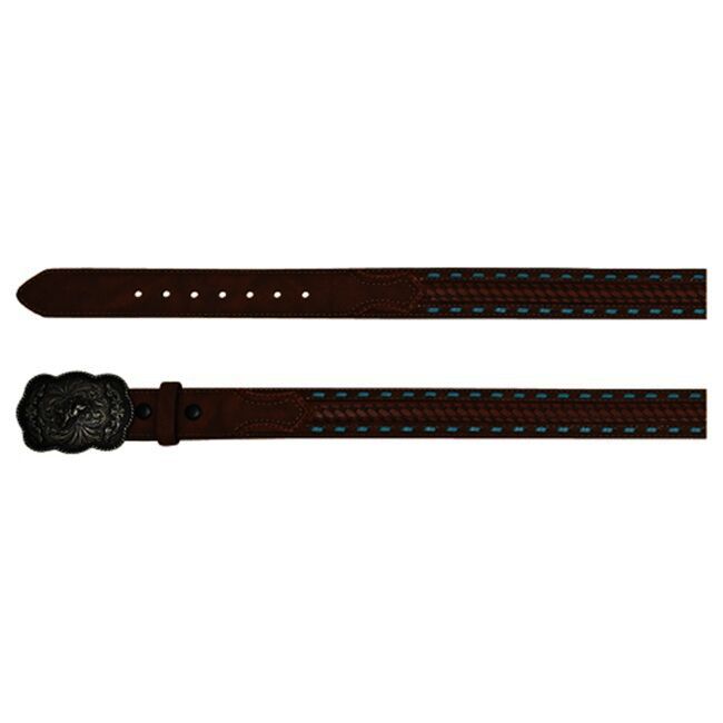 Arena Ace Boy's Basketweave With Buckstitch Belt in Brown