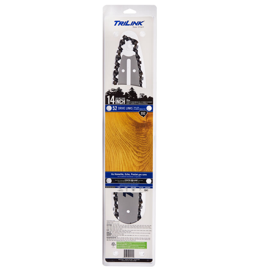 Trilink Chainsaw Bar And Saw Chain Combo S52, 3/8 in. LP Pitch, .050 in. Gauge, 52-DL, 14 in.