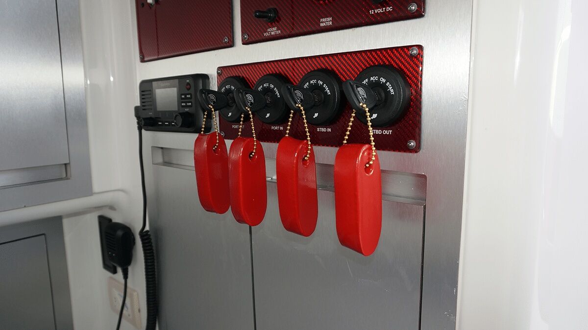 Hardline Products Blue Vinyl Dipped Floating Boating Key Chain, 3-Pk