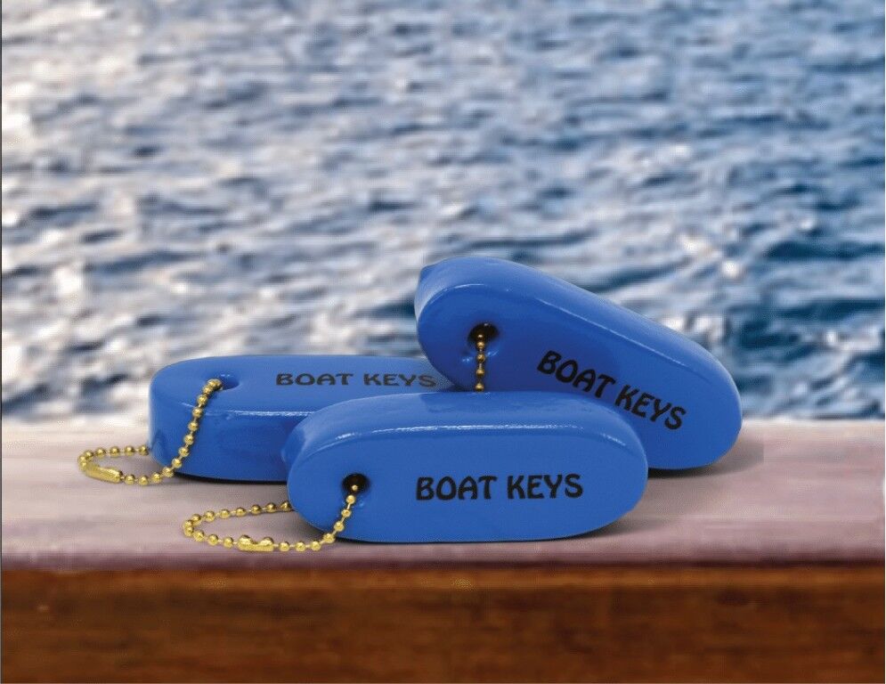 Hardline Products Blue Vinyl Dipped Floating Boating Key Chain, 3-Pk