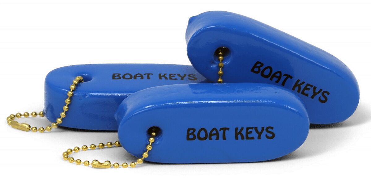 Hardline Products Blue Vinyl Dipped Floating Boating Key Chain, 3-Pk