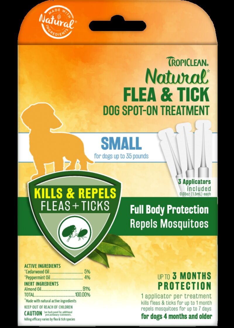 TropiClean Natural* Flea & Tick Spot-On Treatment For Small Dogs Up To 35-Lbs