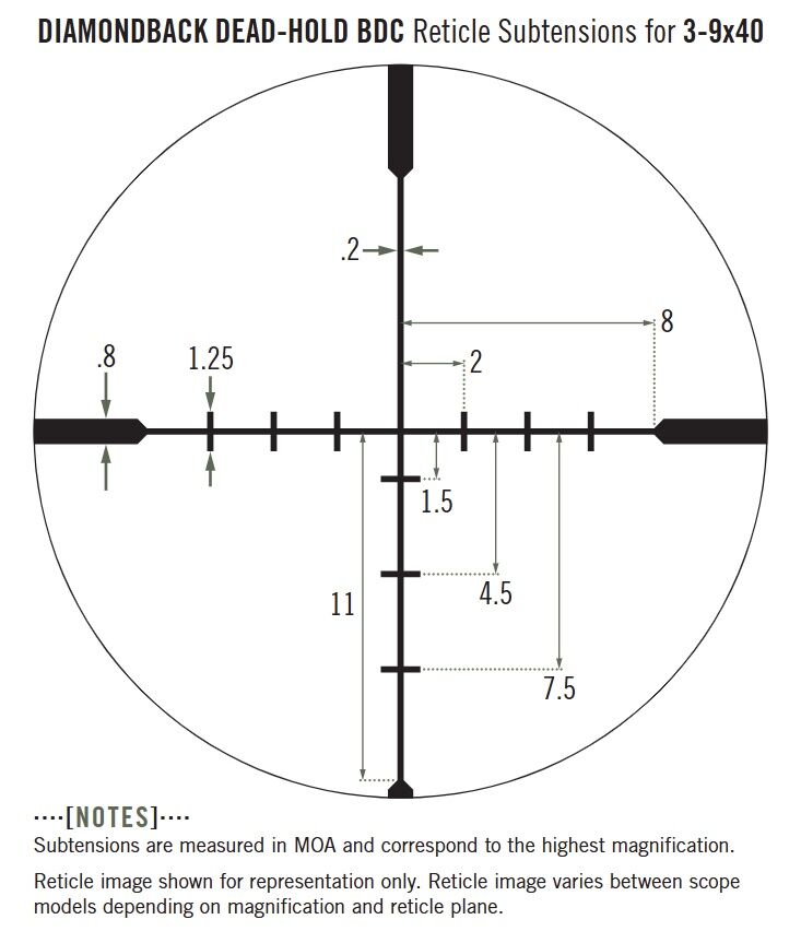 Vortex Diamondback 3-9x40mm Dead-Hold DBC (MOA) Riflescope