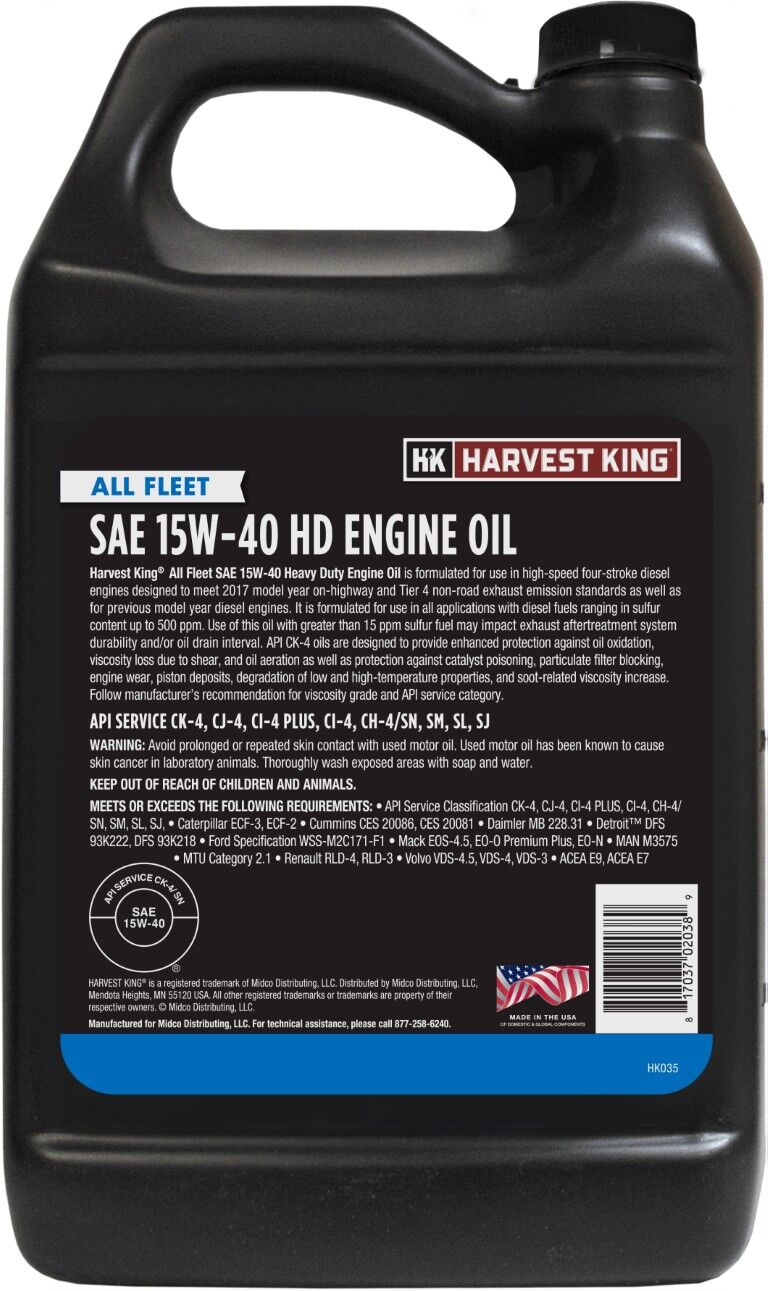 Harvest King All Fleet SAE 15W-40 HD Engine Oil, 1-Gal