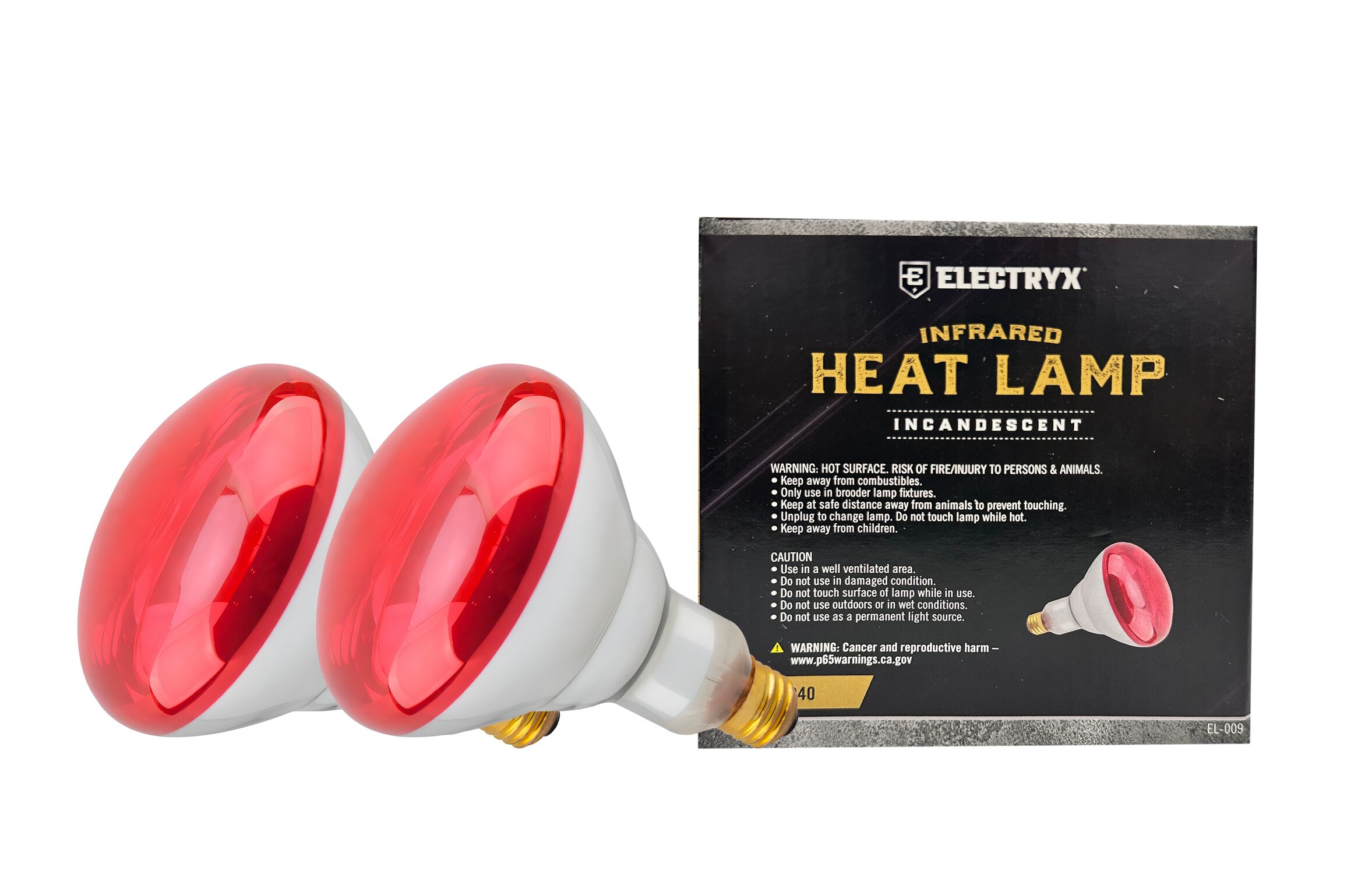 Electryx Incandescent Infrared Heat Lamp, 250 Watts, 2-Pk