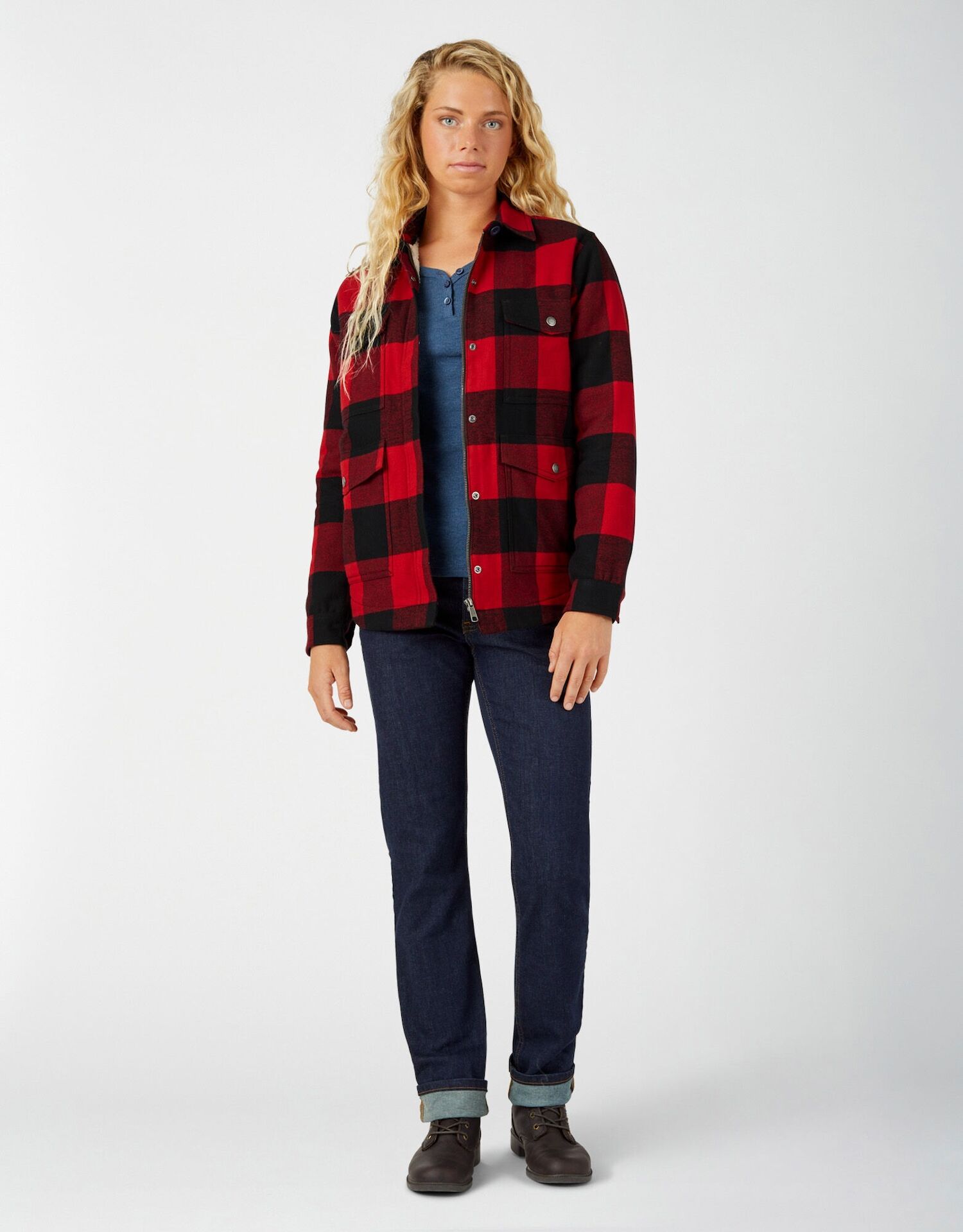 Dickies Women's Sherpa Lined Flannel Chore Coat