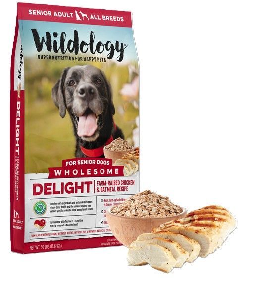 Wildology DELIGHT Farm-Raised Chicken & Oatmeal Recipe Dog Food, 30-Lb
