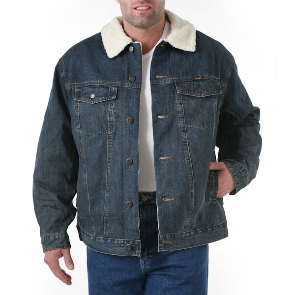 Wrangler Men's Western Sherpa Lined Denim Jacket Rustic