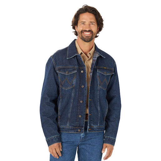 Wrangler® Men's Blanket Lined Denim Jacket in Storm Blue