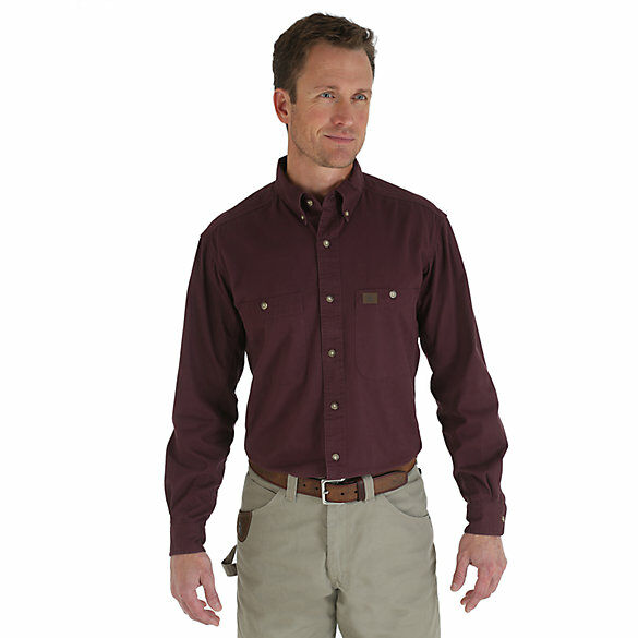 Wrangler Men's Riggs Workwear Long Sleeve Button Down Solid Twill Work Shirt