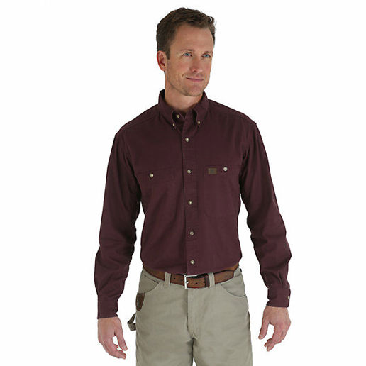 Men's Wrangler® RIGGS Workwear® Long Sleeve Button Down Solid Twill Work Shirt