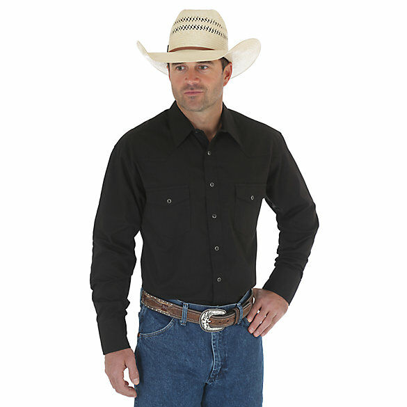 Wrangler Men's Long Sleeve Solid Broadcloth Western Snap Shirt