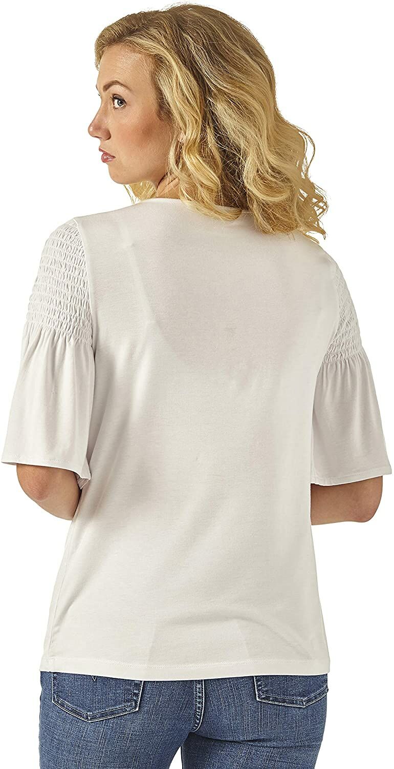 Wrangler Women's 3/4 Sleeves Smocked Shoulder Knit Top
