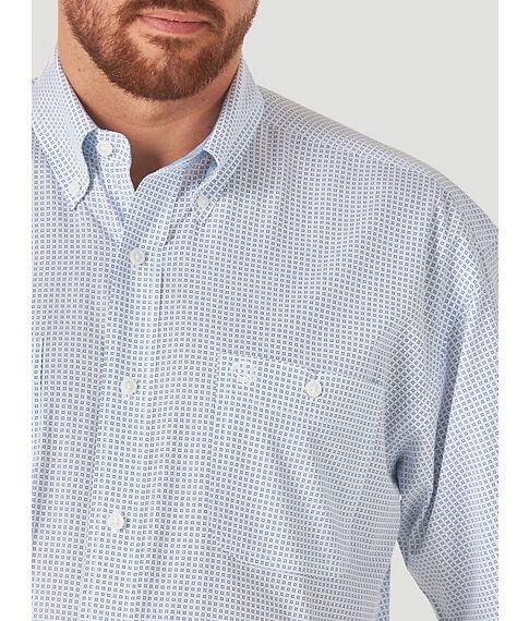 Wrangler Men's George Strait Short Sleeve 2 Pocket Button Down Print Shirt