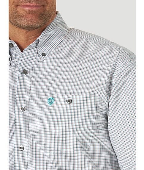 Wrangler Men's George Strait Short Sleeve 1 Pocket Button Down Plaid Shirt
